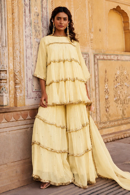 Butter 4 Tier Peplum Sharara