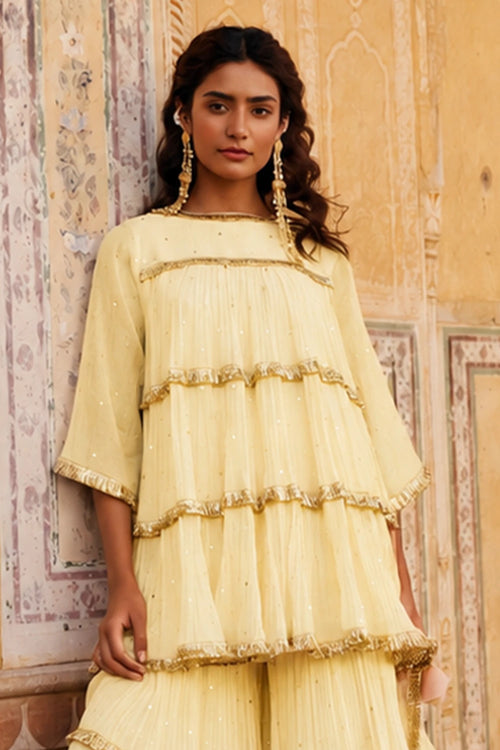 Butter 4 Tier Peplum Sharara