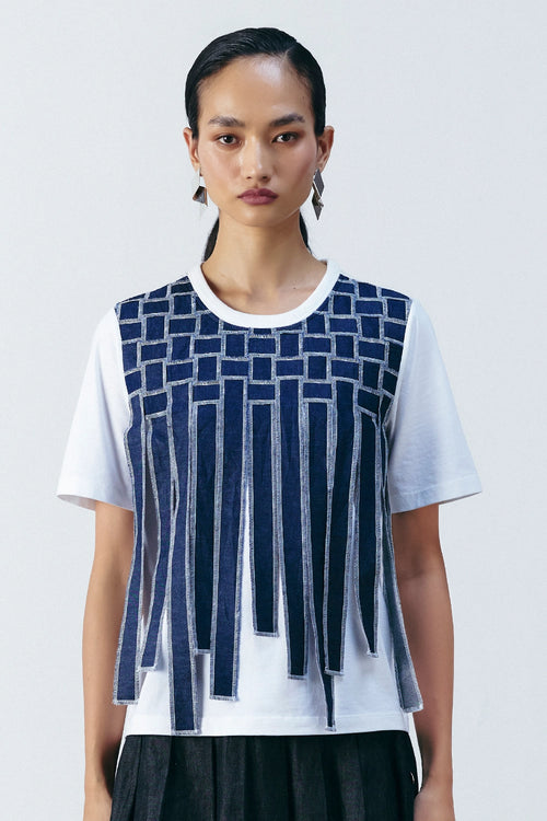 White Weave Work T-Shirt