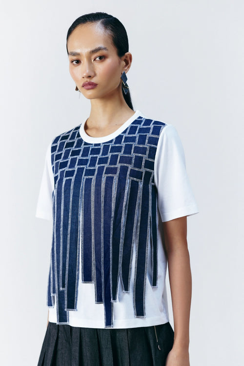 White Weave Work T-Shirt
