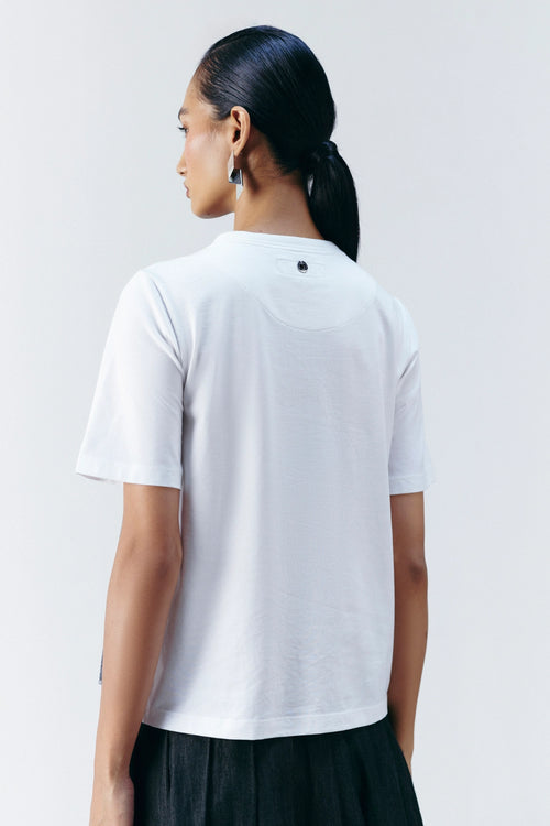 White Weave Work T-Shirt