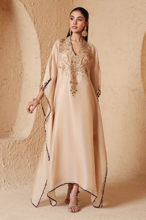 Zar Rang Ivory Heavy Kaftan Set