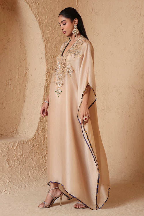 Zar Rang Ivory Heavy Kaftan Set