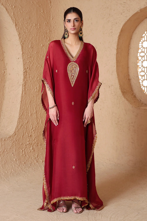 Mehrang Maroon Kaftan Set