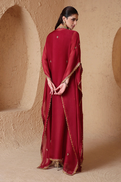 Mehrang Maroon Kaftan Set