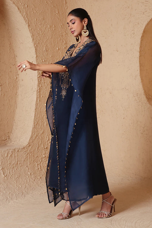 Zar Rang Blue Heavy Kaftan set