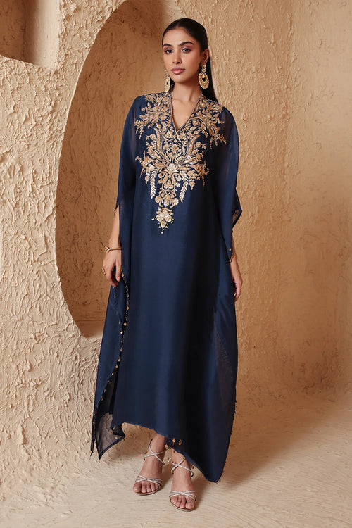 Zar Rang Blue Heavy Kaftan set
