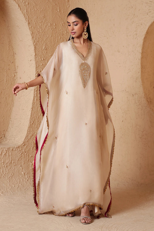 Mehrang Ivory Kaftan Set