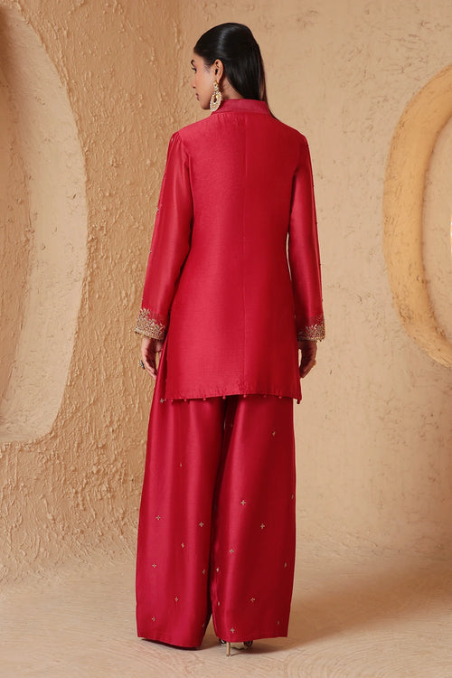 Mehrang Red Short Buti Kurta Set