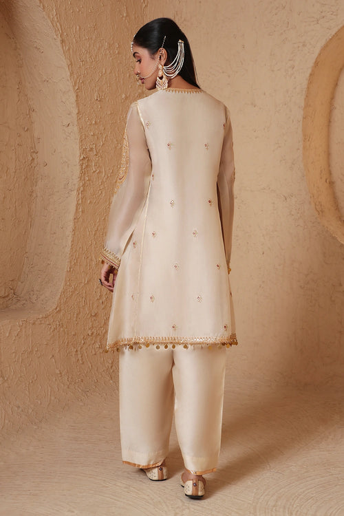 Mehrang Ivory Short Pheran Kurta Set With Dupatta