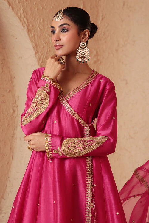 Mehrang Pink Angrakha Sharara Set