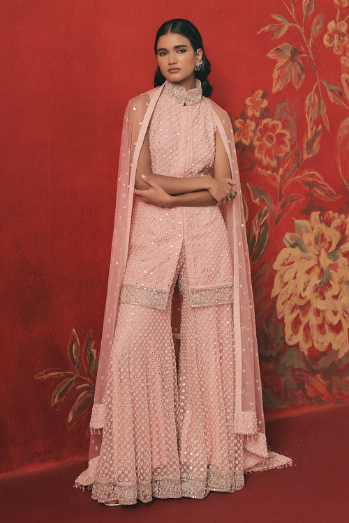Blush Pink Mirrorwork Tunic Set