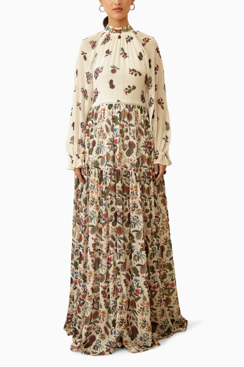 Ivory Kohinoor Jaal Print Maxi Dress