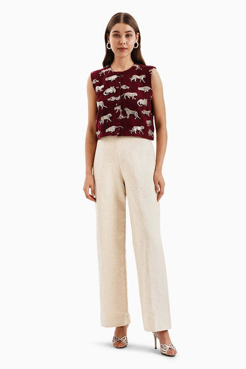 Maroon Leopard Crop Jacket