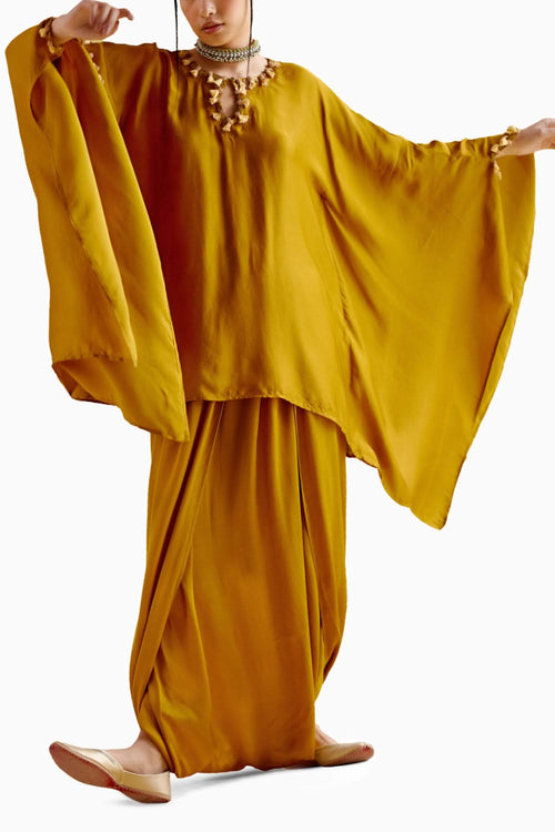 Arundhati Mustard Kaftan with Skirt