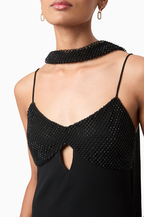 Black Amal Embellished Keyhole Gown