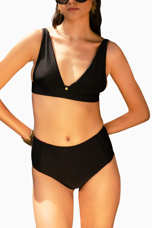 Jet Black Tide Twister Bikini Set