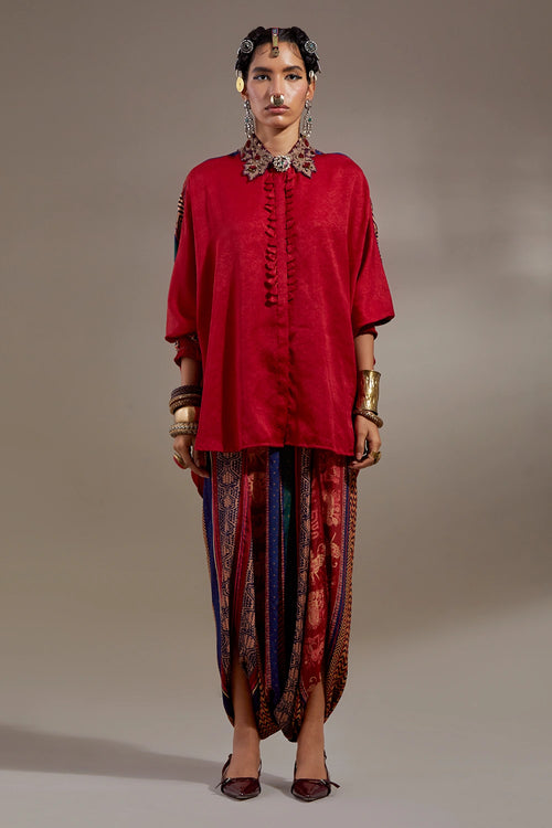 Sindoor Anka Mandala Shirt With Drape Trousers