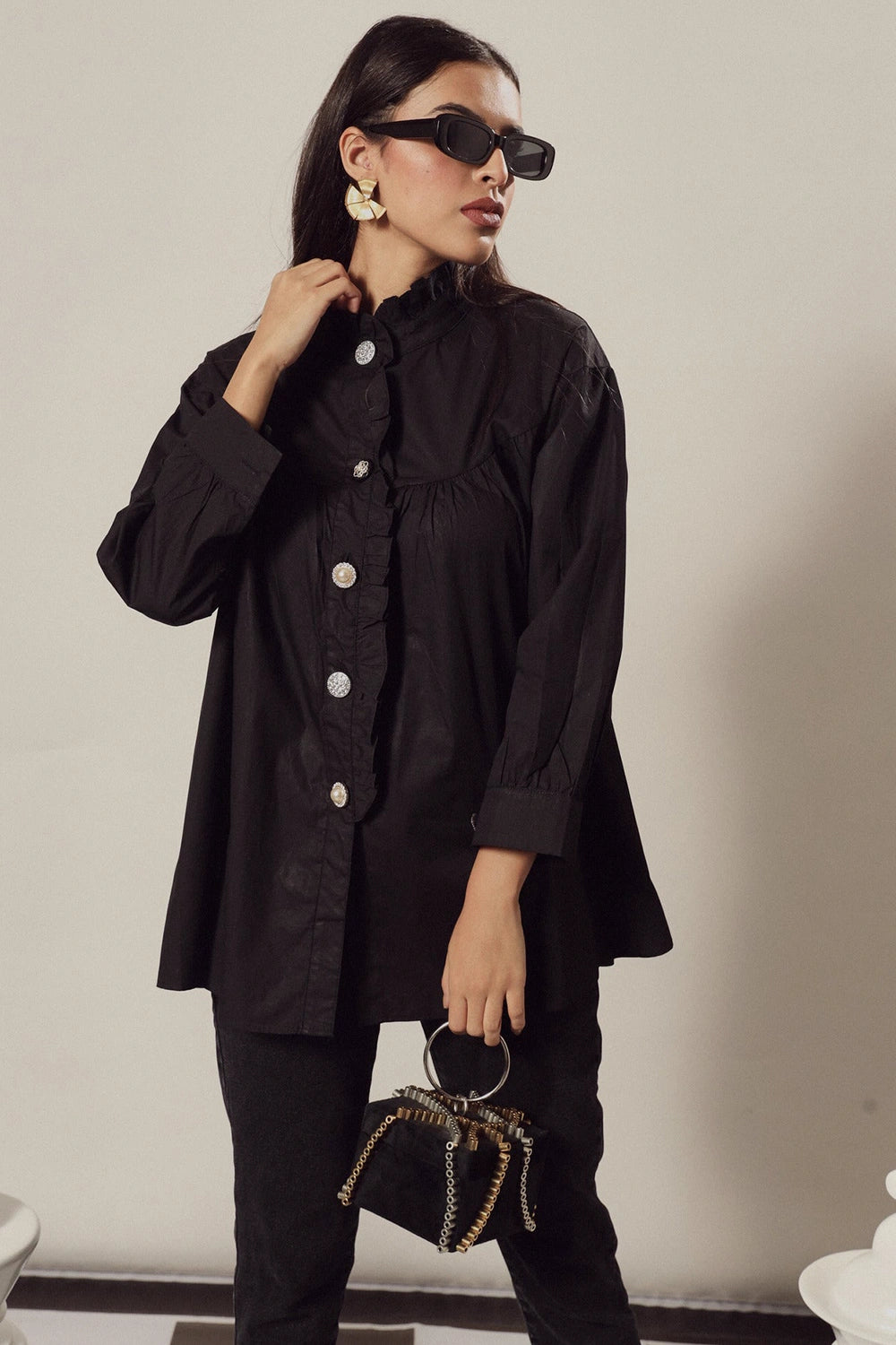 Beatrix Button Black Me Up Shirt