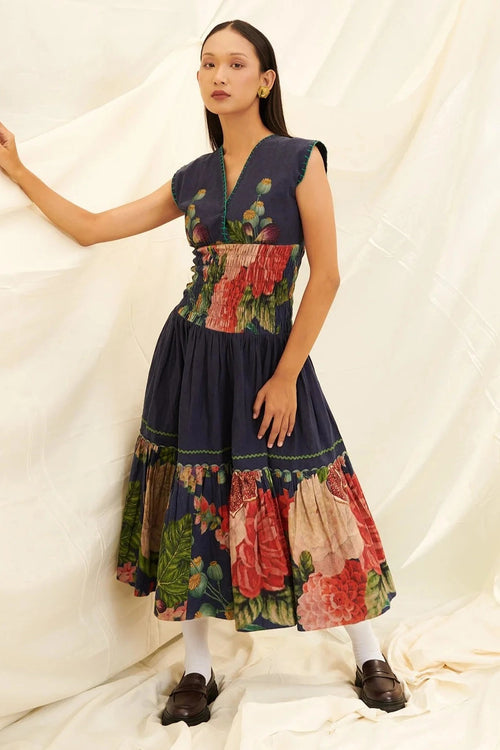 Poppy Bloom Shirring Dress