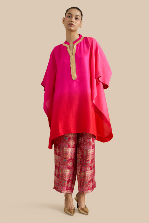 Fuschia Red Ombre Kaftan Set