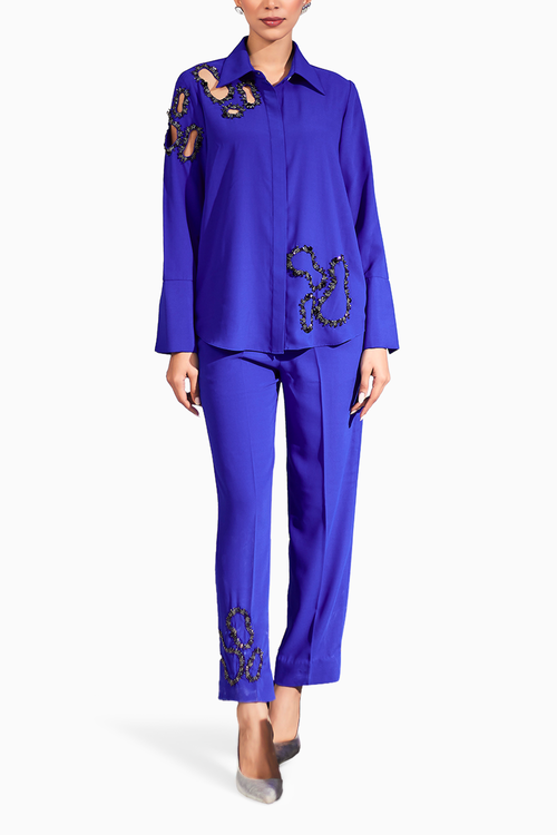 Electric Blue Abstract Cut Out Co-ord Set