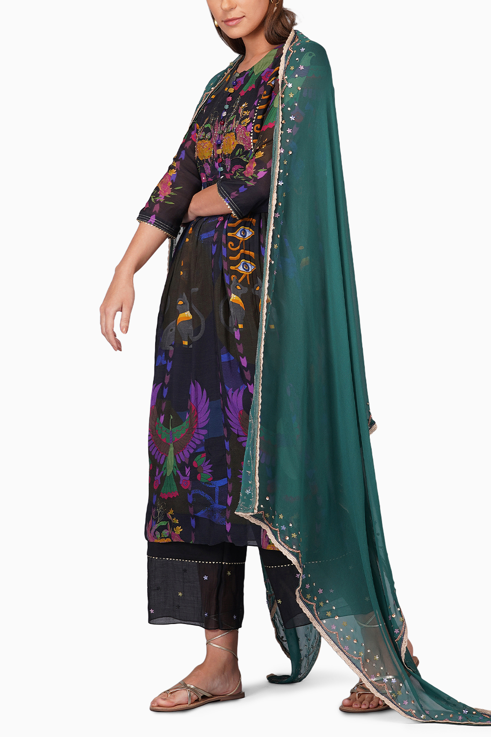 Egyptian Print Anarkali Set