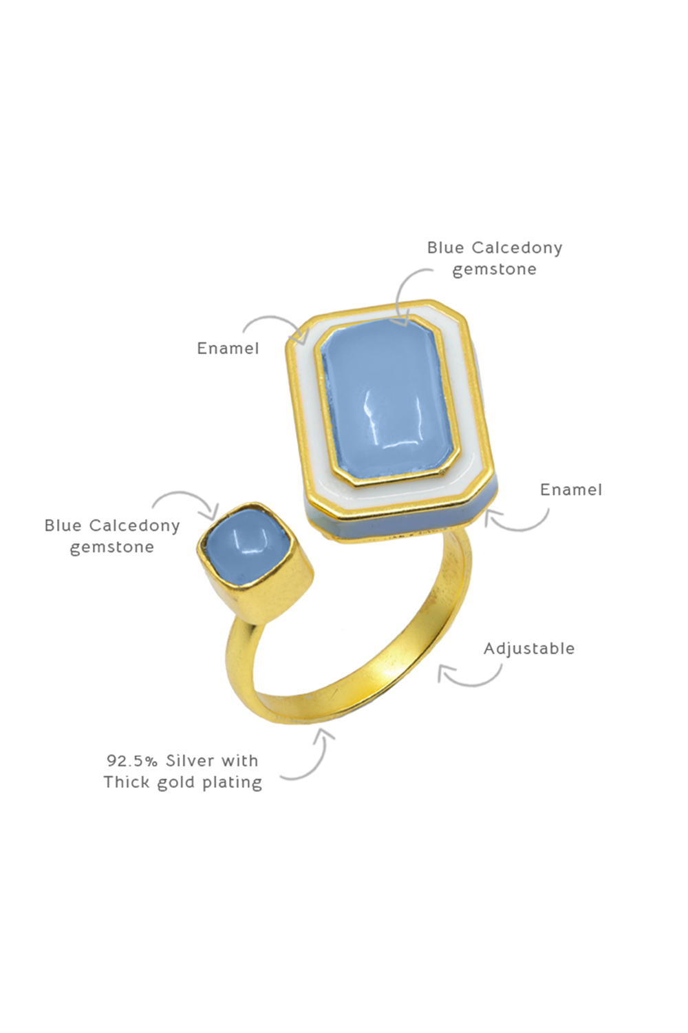 Ripple Blue Float Adjustable Ring
