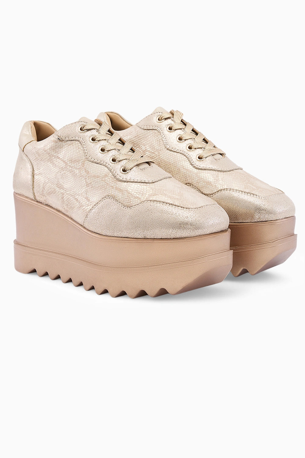 Champagne Gold Groove Signature Wedge Sneakers