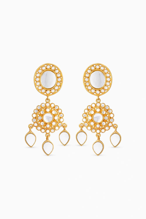 Padma Noor Danglers with Mirror Polki