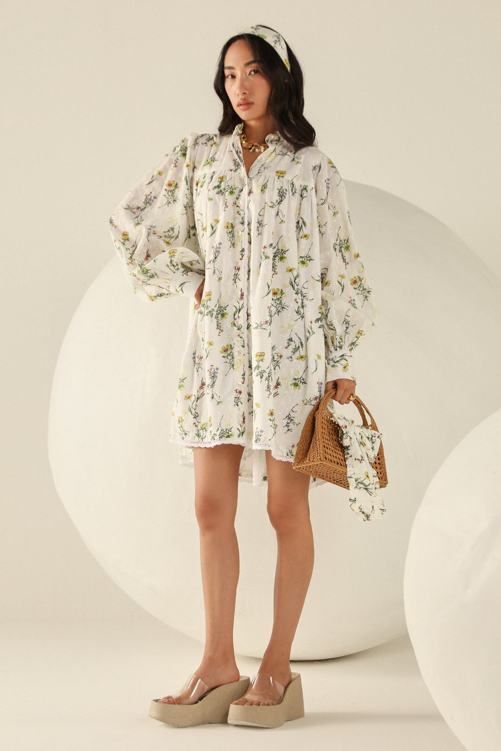 Claire White Schiffli Dress