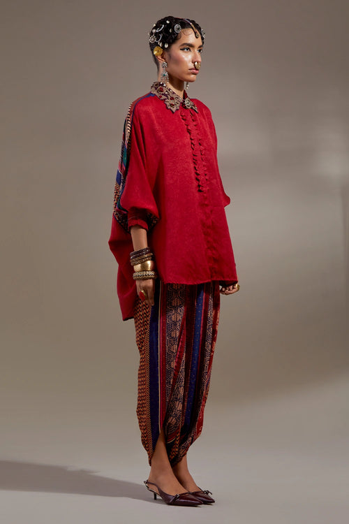 Sindoor Anka Mandala Shirt With Drape Trousers