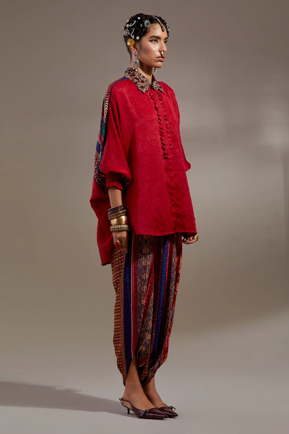 Sindoor Anka Mandala Shirt With Drape Trousers