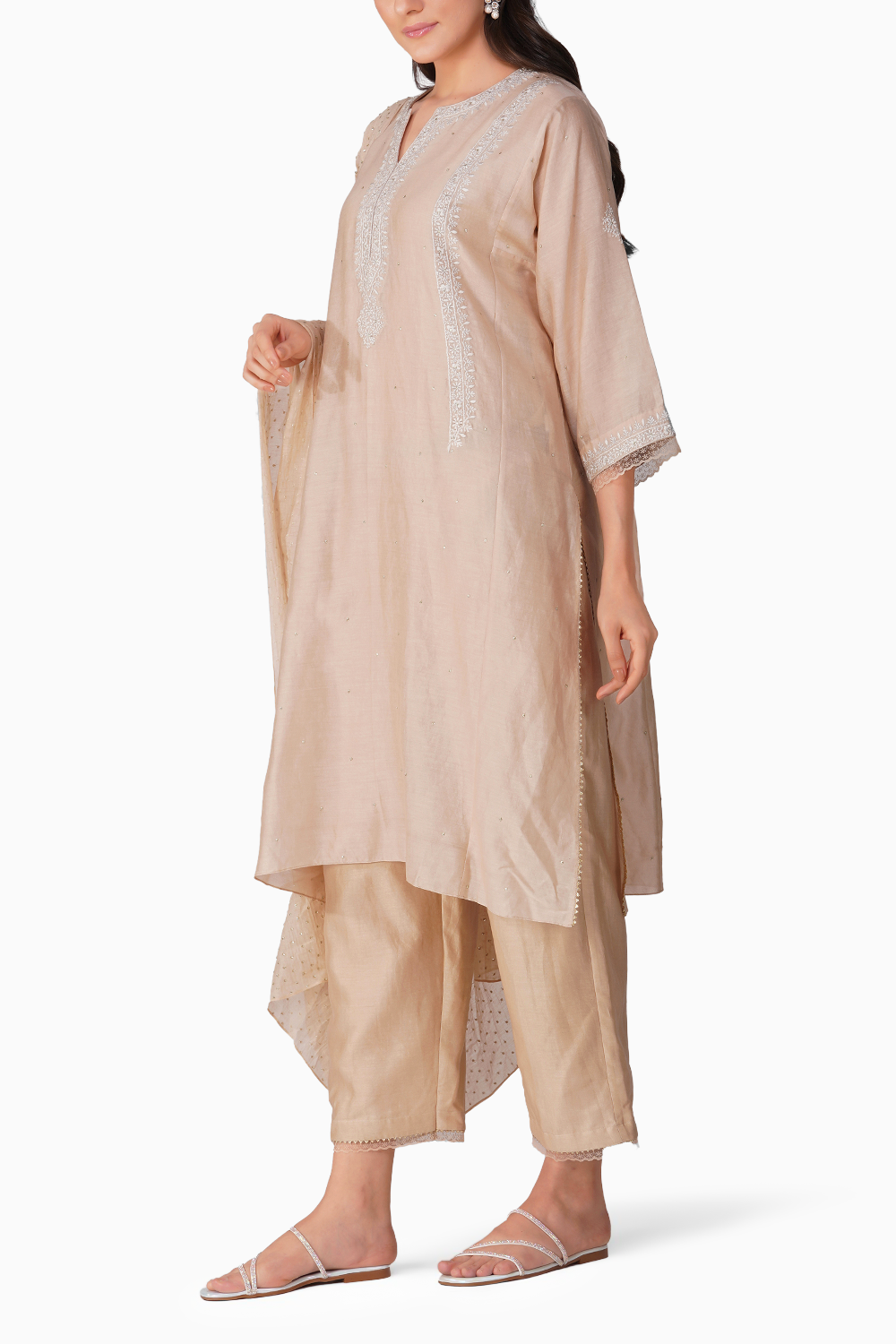 Flower Border Kora Kalidar Kurta Set