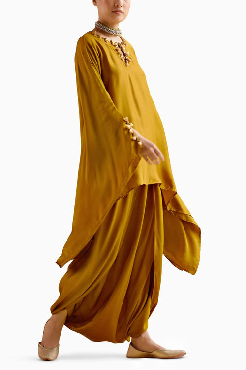 Arundhati Mustard Kaftan with Skirt