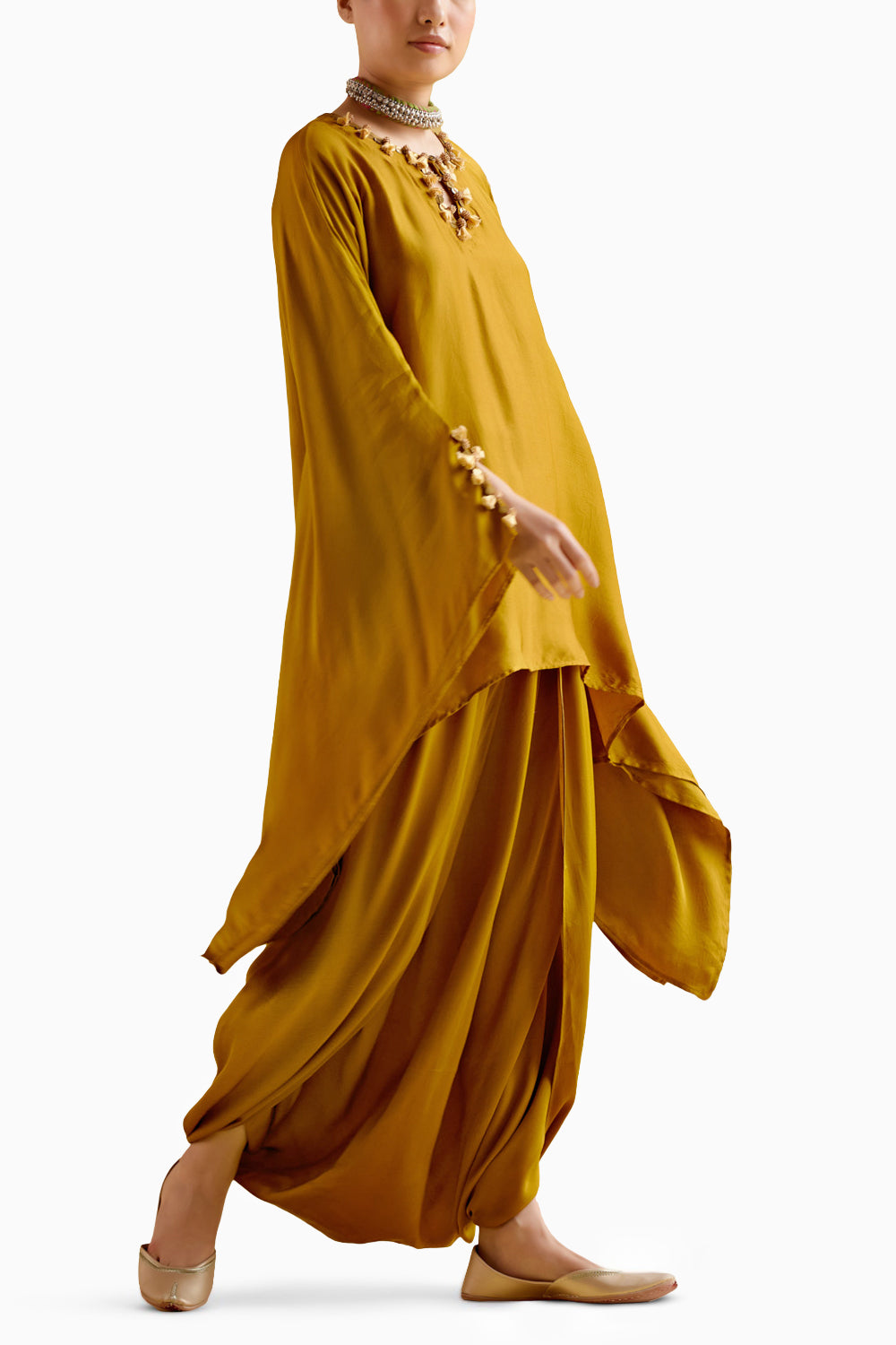 Arundhati Mustard Kaftan with Skirt