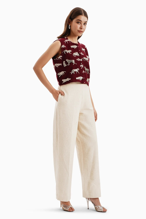 Maroon Leopard Crop Jacket