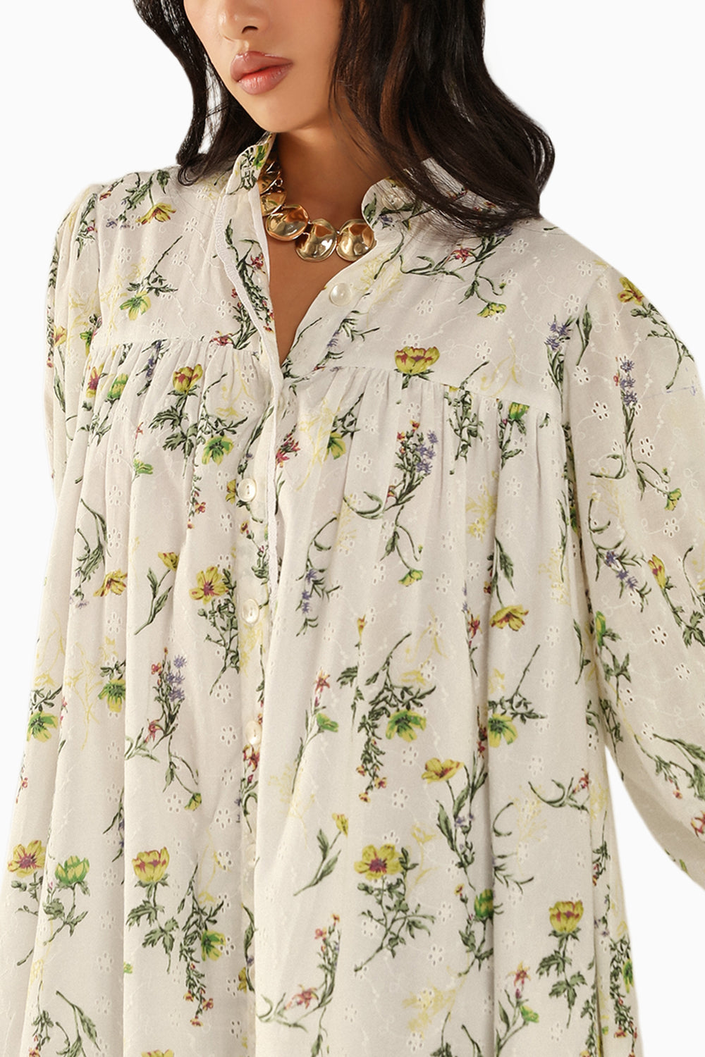 Claire White Schiffli Dress