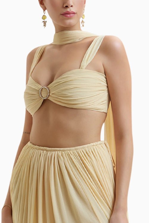 Yellow Morgana Buckle Crop Top