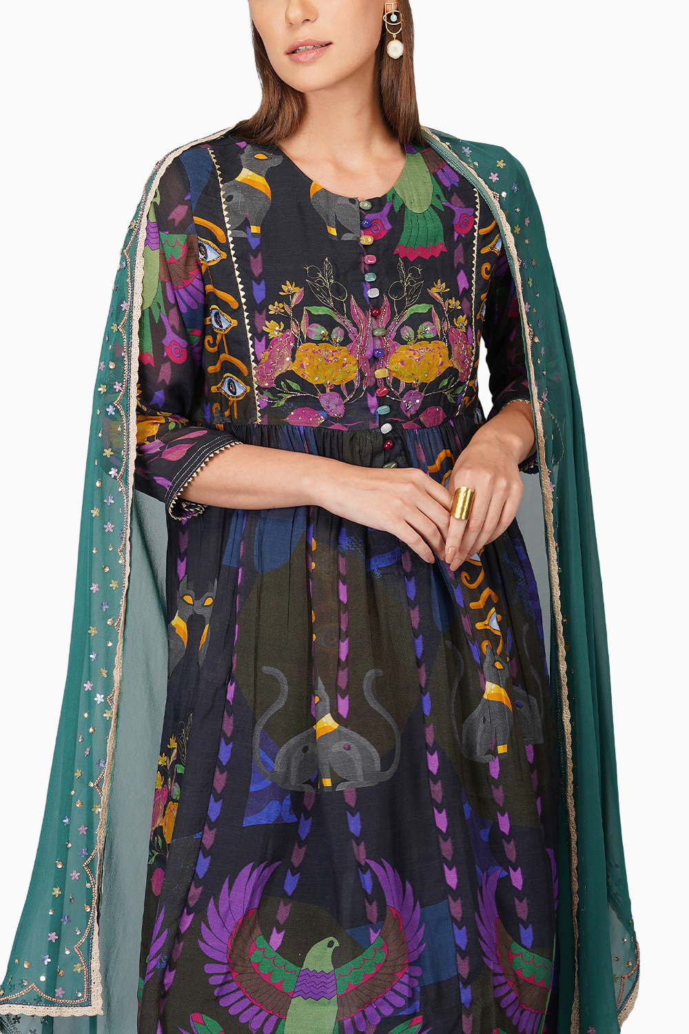 Egyptian Print Anarkali Set