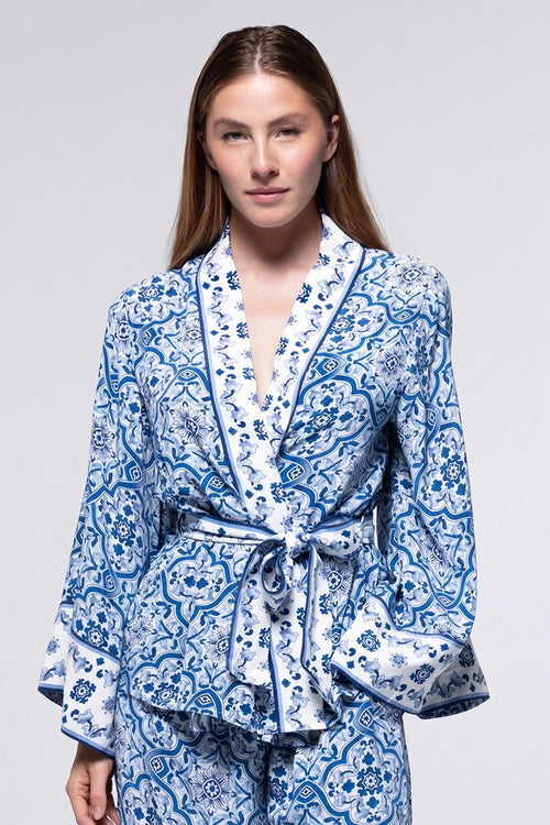 Kimono Dalia Blue Tile