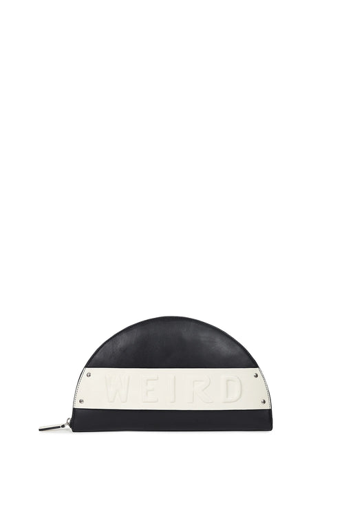 Lussa Black White Half Moon Clutch Bag