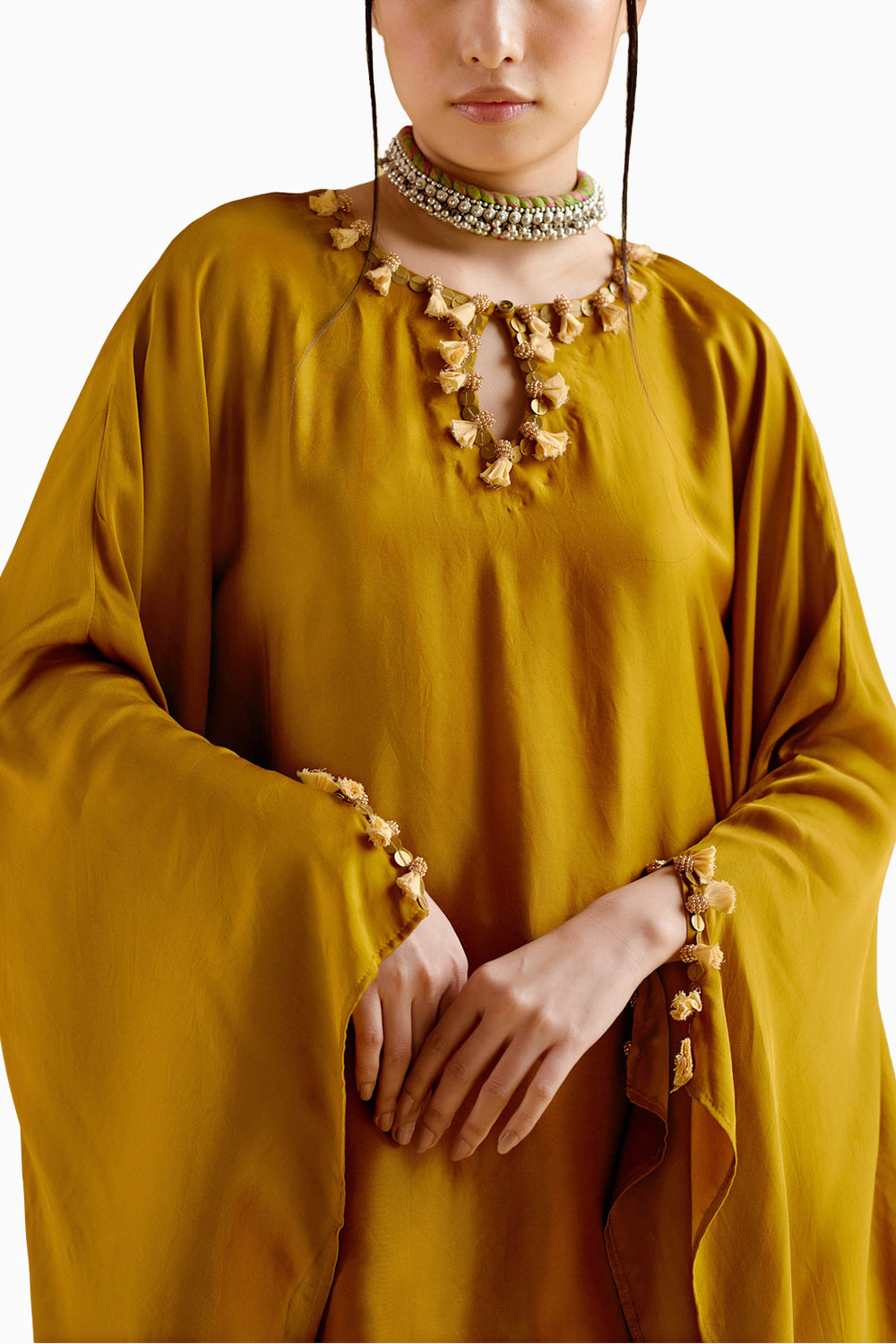 Arundhati Mustard Kaftan with Skirt