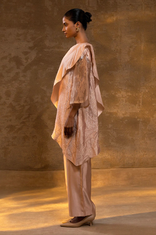 Agneya Blush Tissue and Silk Layered Co-ord Set