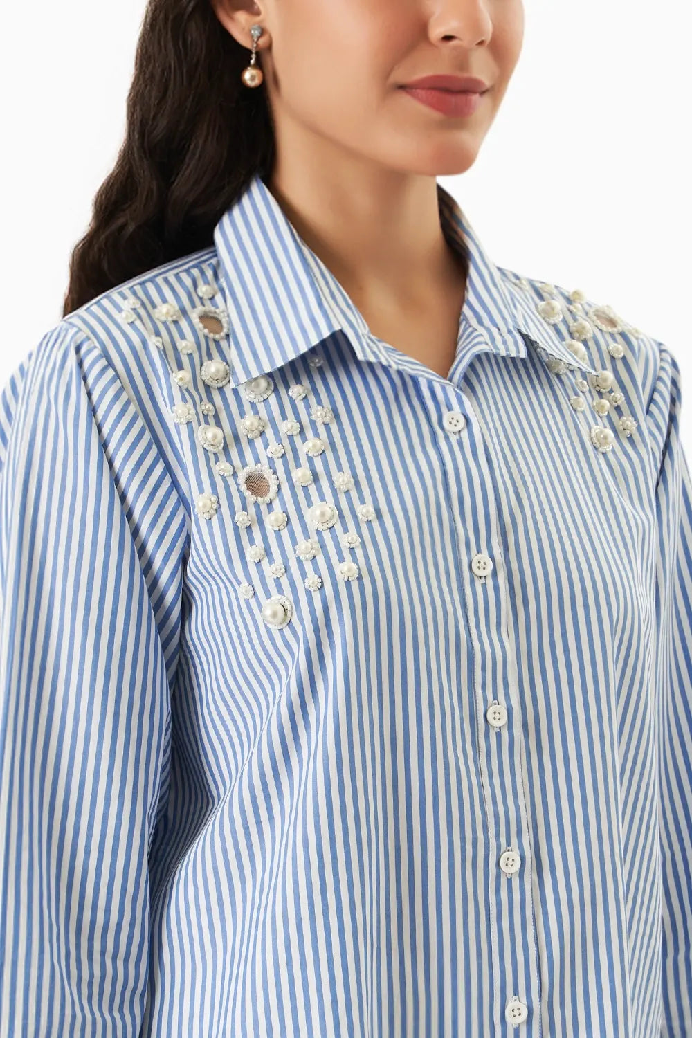 Blue-White Pearl Pop Shirt