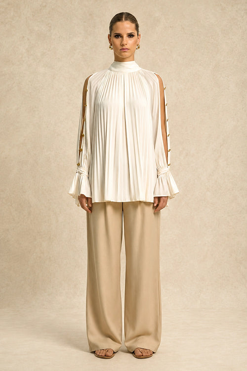 Ivory White Halter Neck Blouse