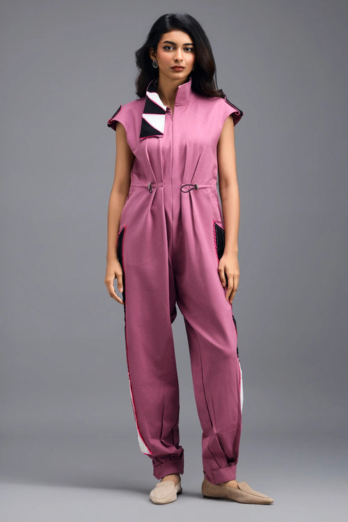 Pink Drawstring Jumpsuit