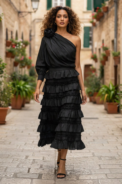 One Shoulder All About Frill Skirt Set