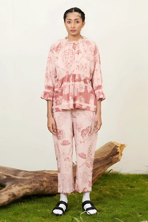 Peach Bunny Shirring Co-ord Set