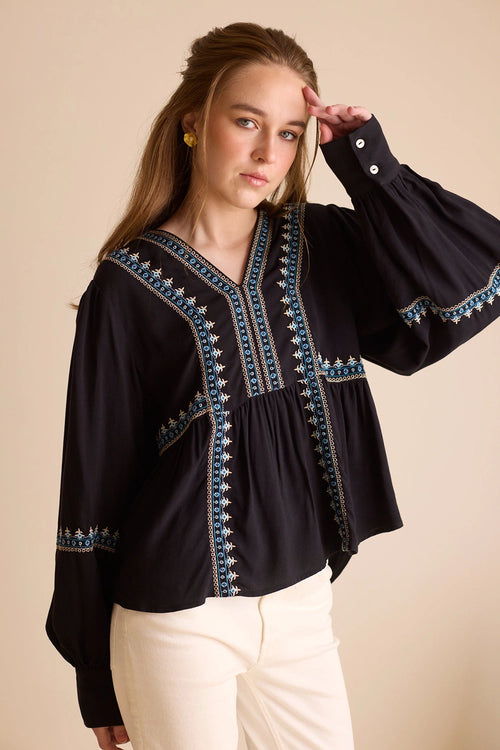 Aria Navy Blouse